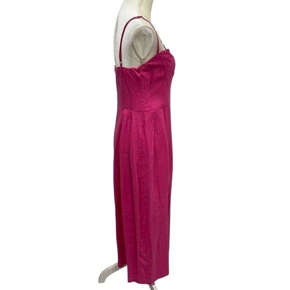Fanm Mon LORR LINEN LATRICE DRESS Fuchsia Flower Embroidered Pleats Pockets $389 - Picture 10 of 16